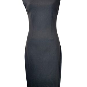 Zara High Neck Sleeveless Midi Dress Gold Button Detail‎ Black Small Bodycon